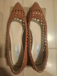 NICAL 編み込みフラットパンプス オレンジ