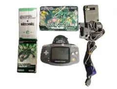 【超希少】GBA 本体 各種アダプタ・ACアダプタ完備 ＋ エメラルド 箱・取説