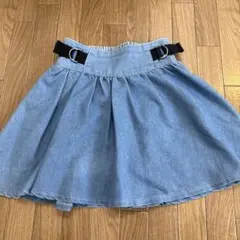 LOVEtoxic デニムブルー フレアスカート（インナーパンツ裏地付）140㎝