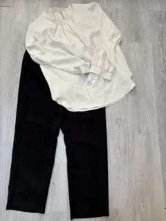 新品大きいサイズ15 号　パールタックブラウス＋パンツセットアップ　オケージョン