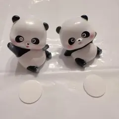 パンダの置物 動物 2個セット オーナメント 自動車置物 かわいい パンダ