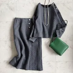 ガリャルダガランテ　スカートセットアップ　洗える　長袖　ケーブル編み風