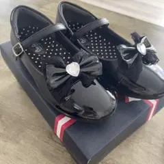 リボン付きブラックフォーマルシューズ20センチ