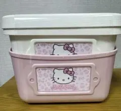 新品♡ハローキティ　フタ付きやわらかミニバケツ　ミニサイズ　ヒョウ柄　ピンク