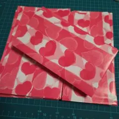 現品限り‼️♥ハート柄大きさ3タイプ　ミニ紙袋（ハンドメイド）32枚＋α