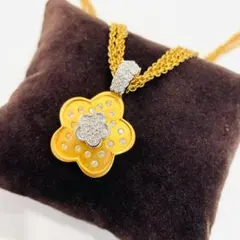 Y2409-159 スワロフスキー フラワー ストーン ゴールド ネックレス