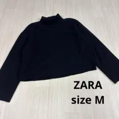ZARA 黒 タートルネック クロップド丈 長袖　ロンT カットソー　厚手