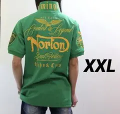 NORTON GOLFの半袖鹿の子ポロシャツ　 刺繍ロゴ グリーン XXLのサムネイル