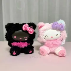 【完売品】ハローキティ ファインフェイスキャット ブラック＆ピンク 2点セット
