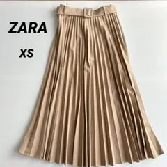 美品✨ZARA ザラ ベルト付き プリーツ ロングスカート ベージュ XS 24