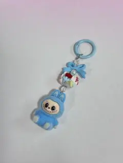 ラブブキャラクターキーホルダー　水色※まとめ買い大歓迎