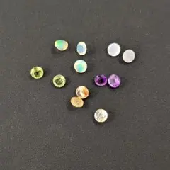 【訳あり】ペリドット＆ルチルクォーツ等(4mm)の裸石12粒セット