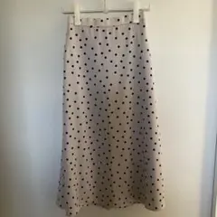 GU ジーユー プリントフレアロングスカート ドット ナチュラル