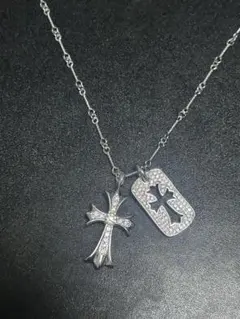 【早い者勝ち】シルバー2連クロスネックレス