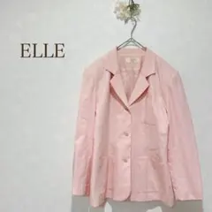 ELLE ジャケット　ピンク ホワイト　チェック柄　昭和レトロ　肩パッド入りのサムネイル