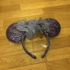 ミッキー型紫色スパンコールカチューシャ