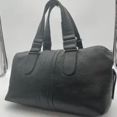 【美品】Chloe クロエ ボストンバッグ　オールレザー フラワー　黒　型押し柄のサムネイル