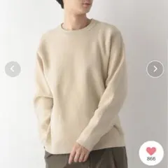 グローバルワーク◎メンズ　モールニットクルー　セーター　ベージュ系