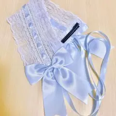 ヘッドドレス レース リボン 青
