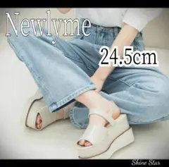 Newlyme　厚底　ダブル　ヒール　サンダル グレー 24.5cm 新品レザーのサムネイル