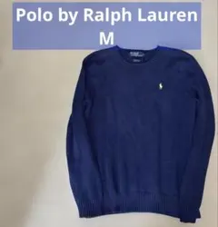 ポロラルフローレン　ネイビー×黄ポニー Mサイズ　コットン セーター　POLO