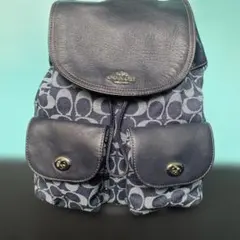 美品COACH シグネチャー デニム リュック バックパック