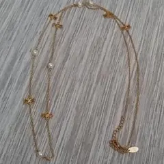 ネックレス　パール　リボン