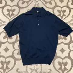 【美品】ウォッシャブルニットポロセーター ネイビー mサイズ ユニクロ