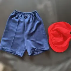 運動会　幼児　紅白帽とハーフパンツ