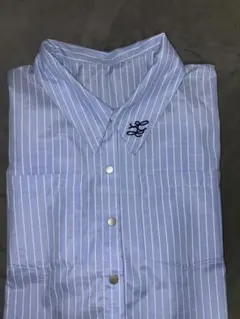 青と白ストライプ クロップドシャツ Fサイズ