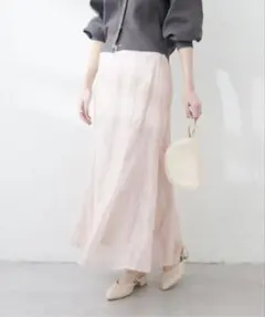 【新品未使用】オーガンジー刺繍カラースカート　ピンク系　ナイスクラップ