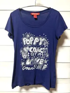コーチ COACH POPPY Tシャツ カットソー　ネイビー　穴あり　Sサイズのサムネイル