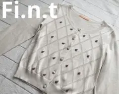 古着⭐︎Fi.n.t/フィント　ニットカーディガン　レトロ　オフホワイト 花柄刺繍