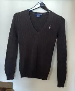 Ralph Lauren Sport ブラウン Vネック セーター S