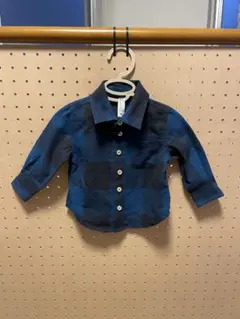 ネイビー・ブラックチェック長袖シャツ