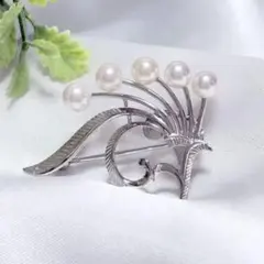 MIKIMOTO ミキモト パール シルバー ブローチ ブーケ モチーフ