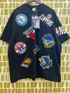 新品タグ付 NBA チームロゴ刺繍 ワッペン Tシャツ ブラック Lサイズ 