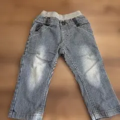 ストライプ柄デニム風長ズボン 100cm