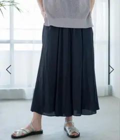 グローバルワーク さらさらリラックス フレアワイドパンツ