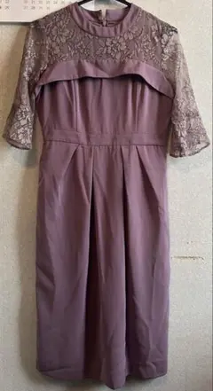 ラベンダー レース ドレス 半袖