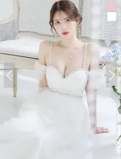 Jewels オフショルダー ホワイト ロングドレス