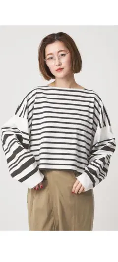 新品タグ付き【別注】＜Le minor＞ロングスリーブ ボートネックTシャツ