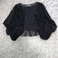 【美品】アクシーズファーム　黒ボレロ　レース　バラのお花付き