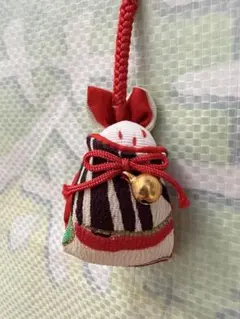 日本伝統 ちりめん細工 袋うさぎ （巾着うさぎ）根付 ストラップ 新品未使用品