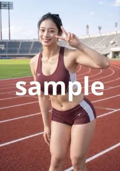 AI美女 陸上競技場 スポーツウェア L版写真 No.19