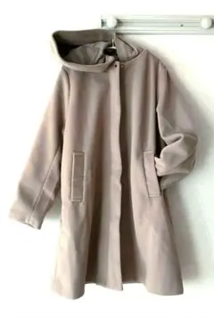 2way ミドルコート ベージュグレー フード取り外し可能 フリーサイズ