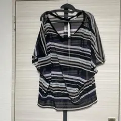 Jinnee シースルー ボーダー 半袖トップス 3L 4L
