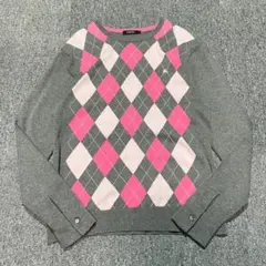 BURBERRY BLACK LABEL トレンド アーガイル ニット グレー