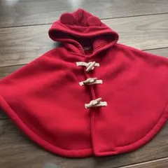 赤いフリースポンチョ・マント
