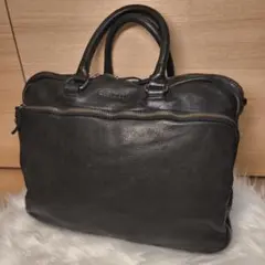 Haruf ハルフ　レザーバッグ　ビジネスバッグ　ブラック 2way 2層式